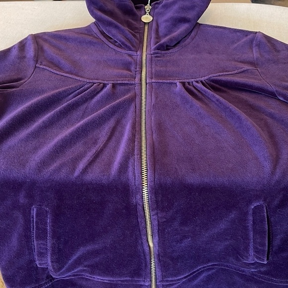 Style & Co. Royal Purple Full Zip Velour Sweat Jacket Sz. MP - Picture 15 of 15